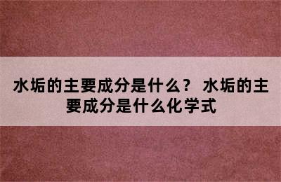 水垢的主要成分是什么？ 水垢的主要成分是什么化学式